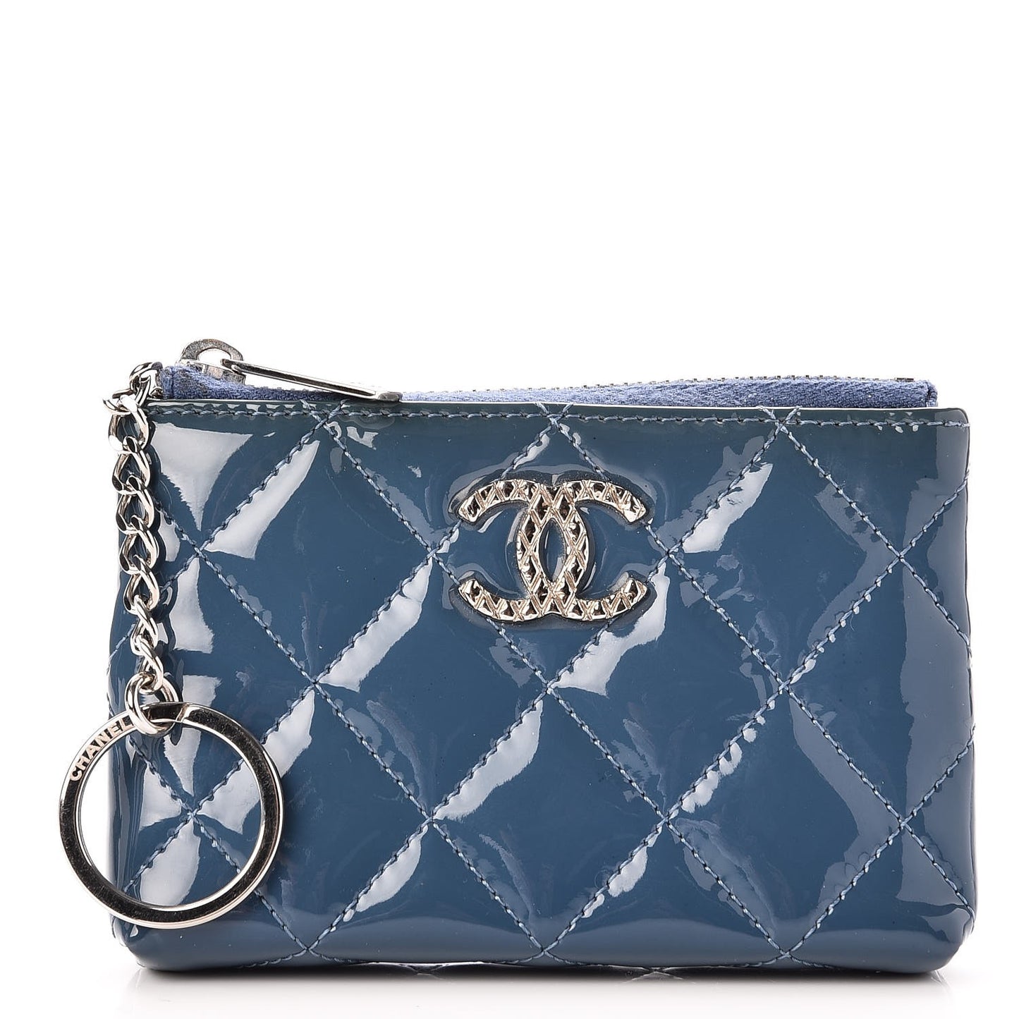 Patent Quilted Brilliant Key Holder Case Royal Blue