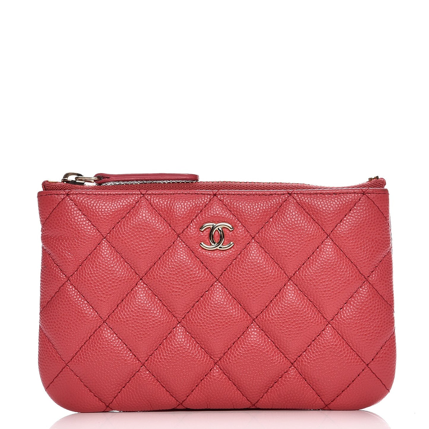 Caviar Quilted Small Cosmetic Case Dark Pink
