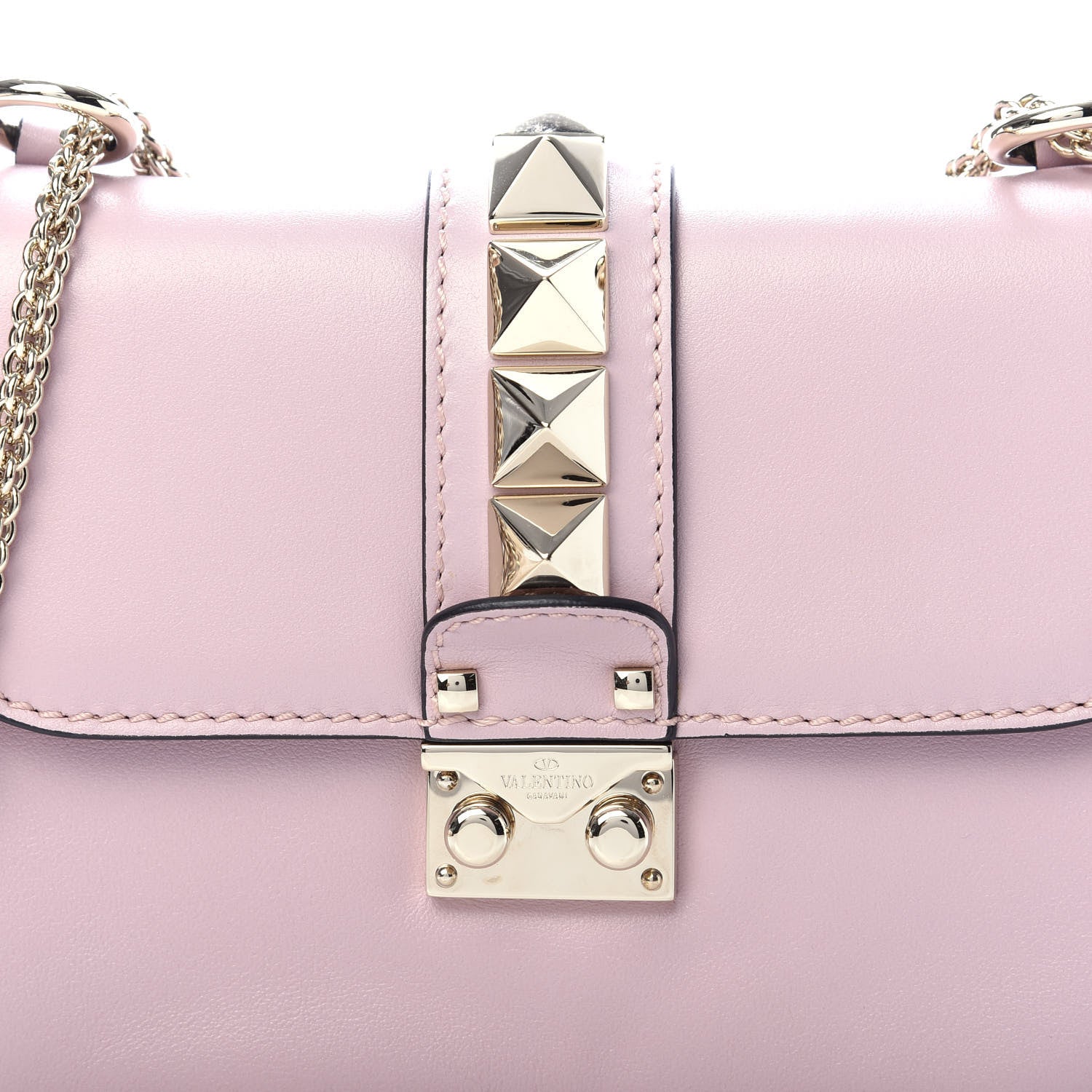 Valentino Garavani Vitello Small Glam Lock Rockstud Flap Water Rose 9 of 9