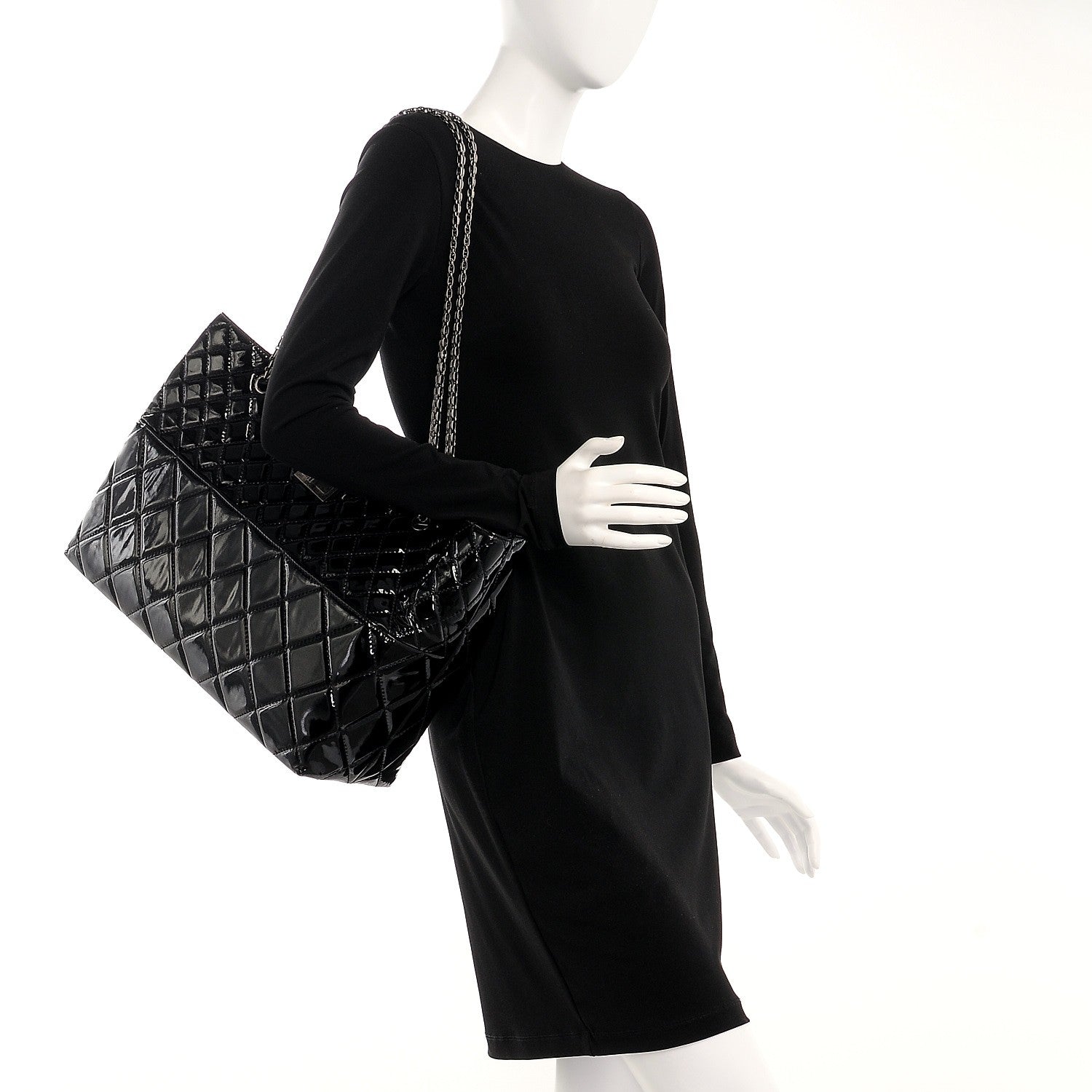 Chanel Patent Quilted Reissue 2.55 Tote Black 2 of 8