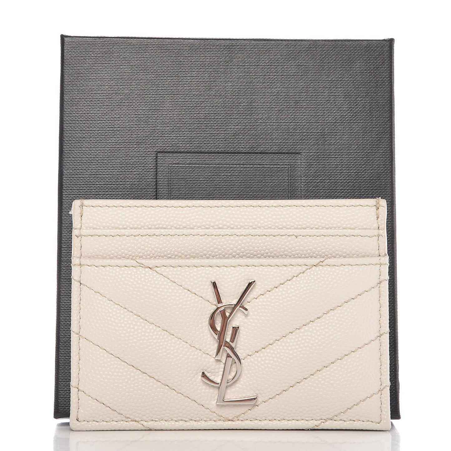 Grain De Poudre Matelasse Chevron Card Case Icy White