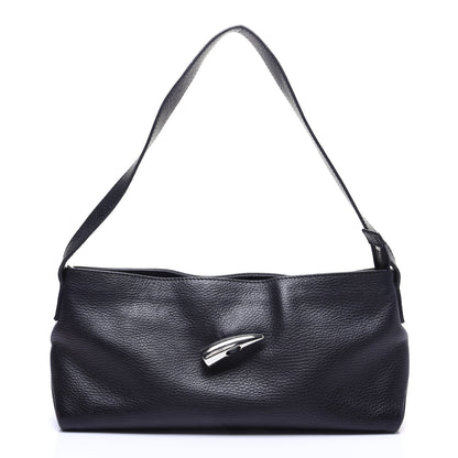 Burberry Grainy Calfskin House Check Horn Toggle Shoulder Bag Black 1 of 11