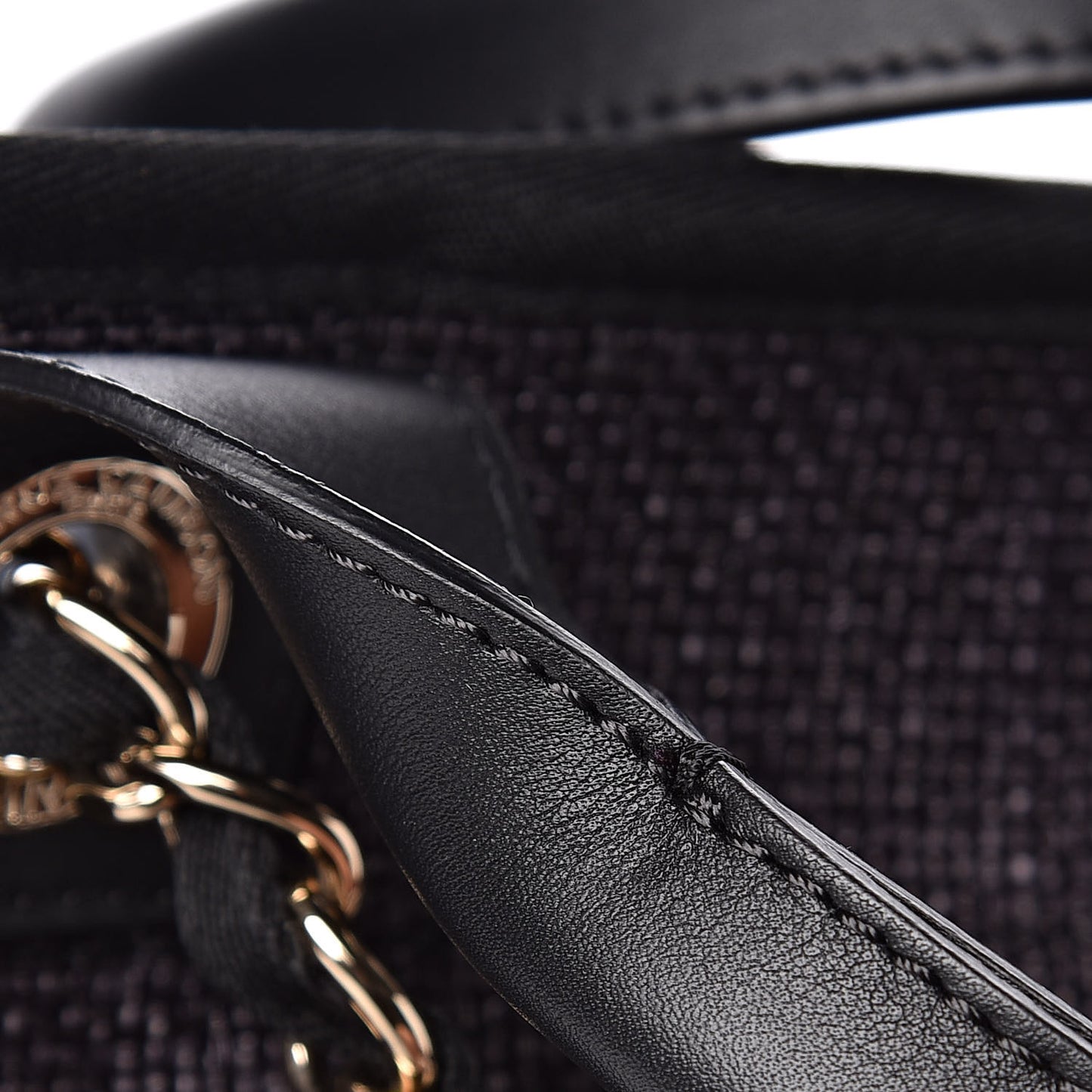 Woven Straw Raffia Large Deauville Tote Black