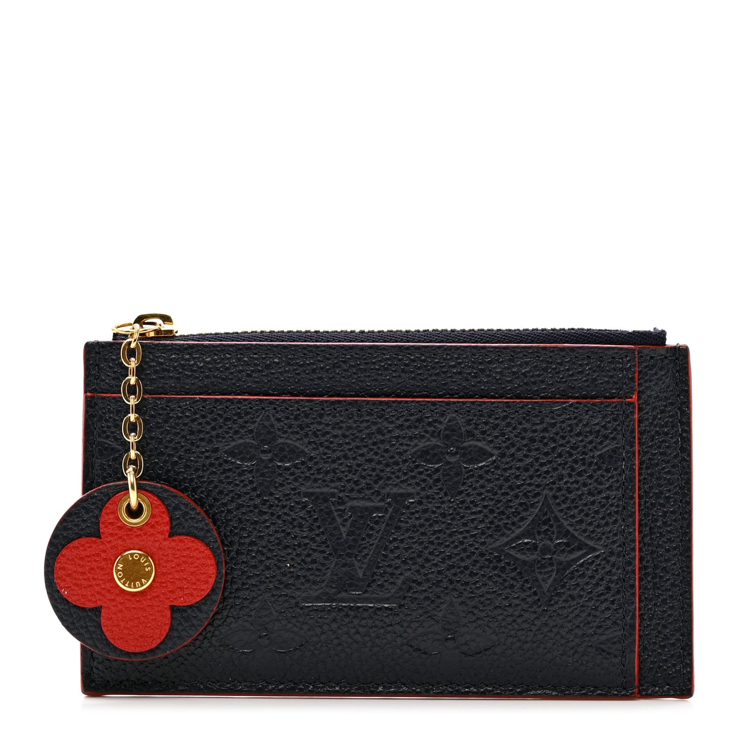 Empreinte Blooming Flowers Zipped Card Holder Marine Rouge