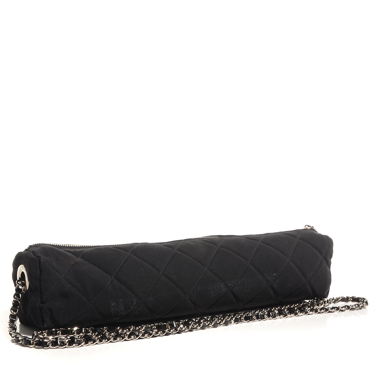 Nylon Large Umbrella with Crossbody Quilted Nylon Chain Pouch Black