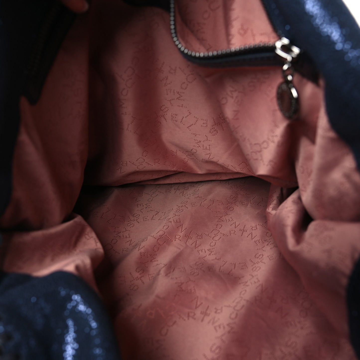 Shaggy Deer Falabella Fold Over Tote Navy