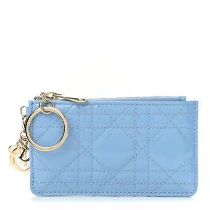 Christian Dior Patent Cannage Lady Dior Key Pouch Blue 1 of 6