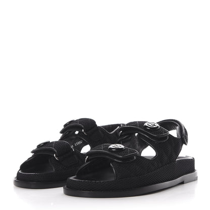 Chanel Fabric Velcro Dad Sandals 36 Black 3 of 12