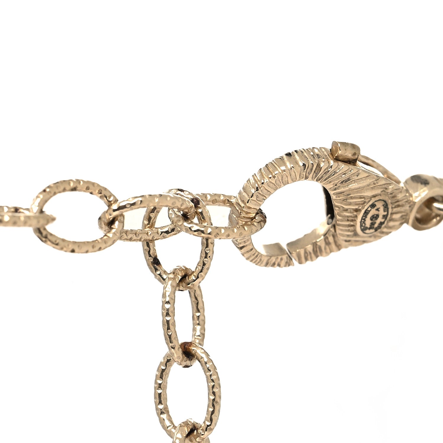 Chanel Metal Marble CC Pendant Choker Necklace Gold White 4 of 5