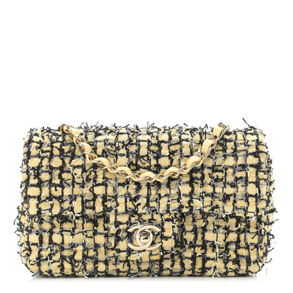Chanel Tweed Quilted Mini Rectangular Flap Yellow Black 1 of 10