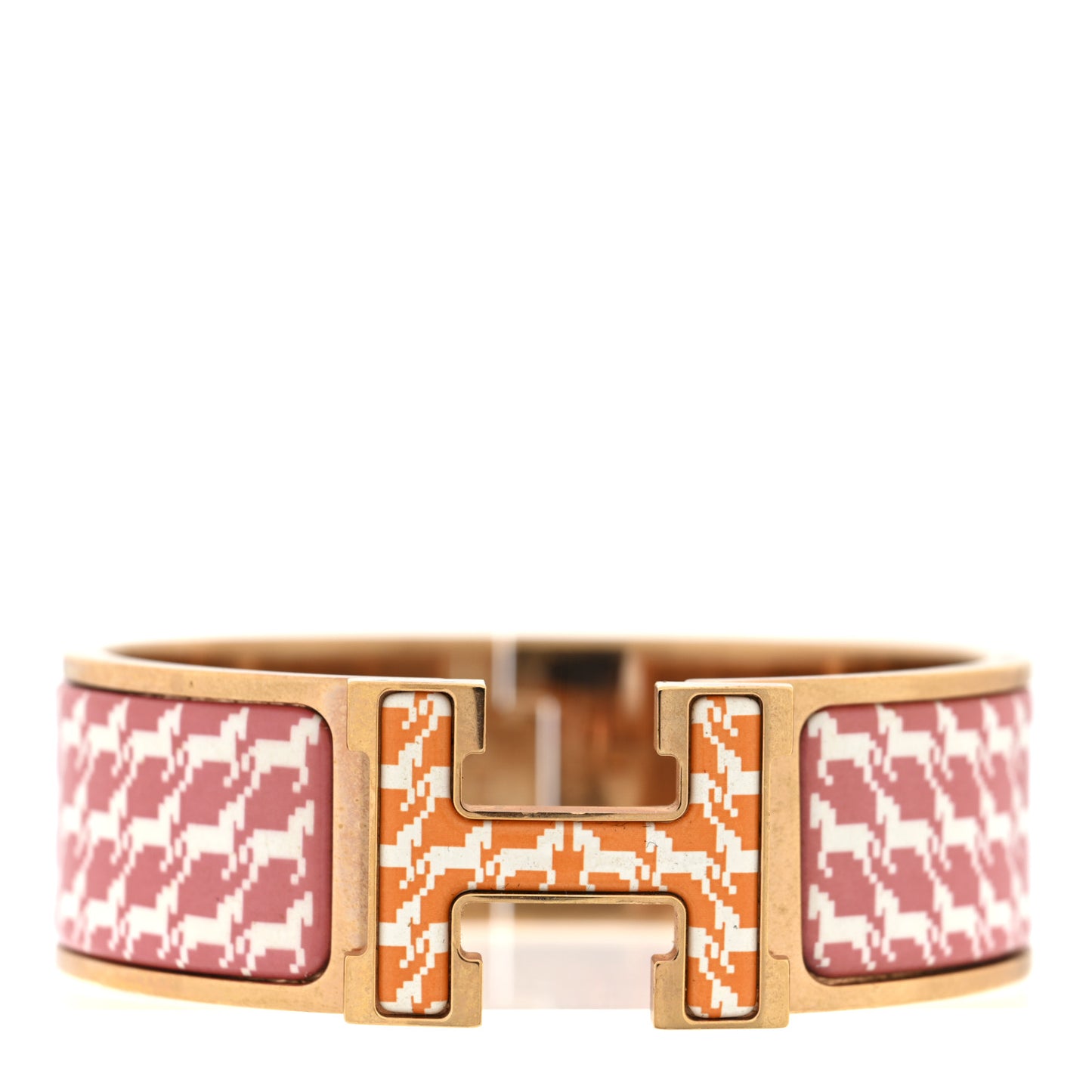 Enamel Cheval Pixel Wide Clic Clac H Bracelet PM Terre Orange