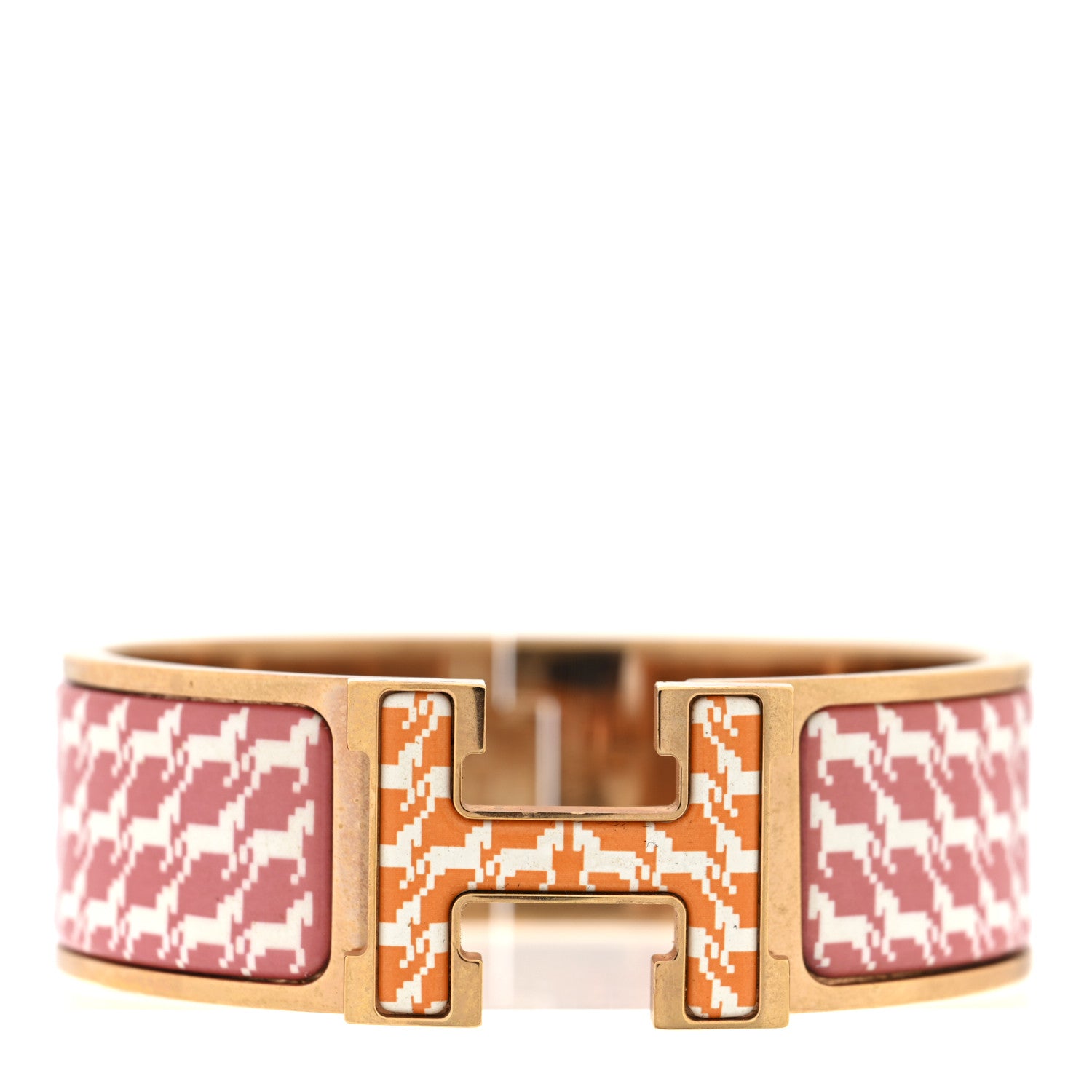 Hermes Enamel Cheval Pixel Wide Clic Clac H Bracelet PM Terre Orange 1 of 4
