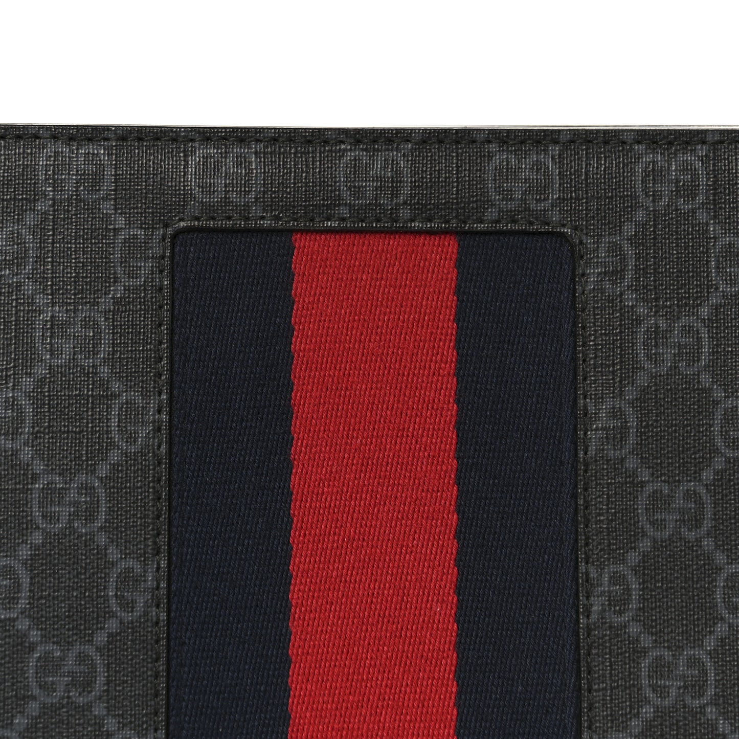 GG Supreme Monogram Selleria Calfskin Web New Web Cosmetic Case Black