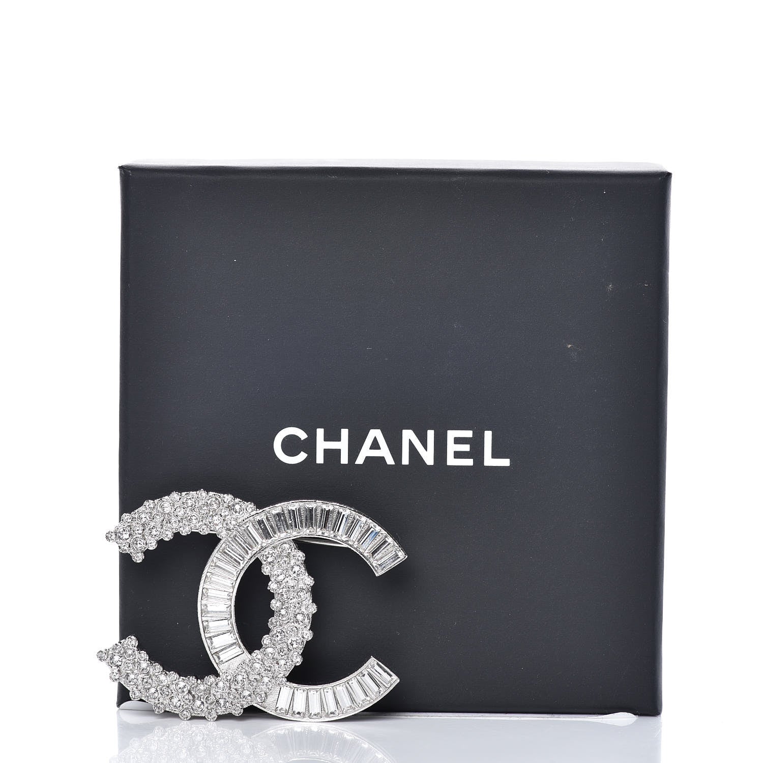 Chanel Baguette Crystal CC Brooch Silver 5 of 5