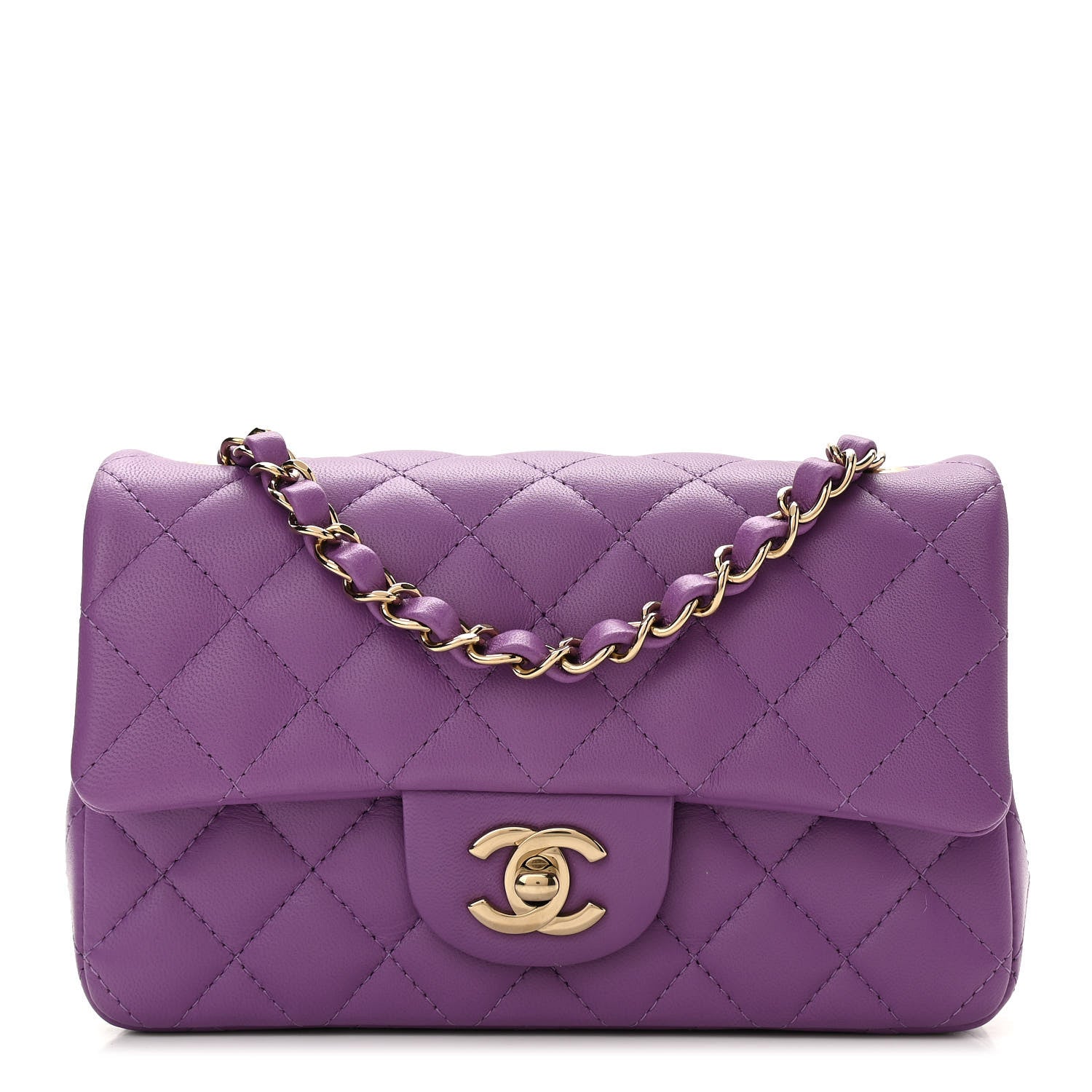 Chanel Lambskin Quilted Mini Rectangular Flap Purple 1 of 11