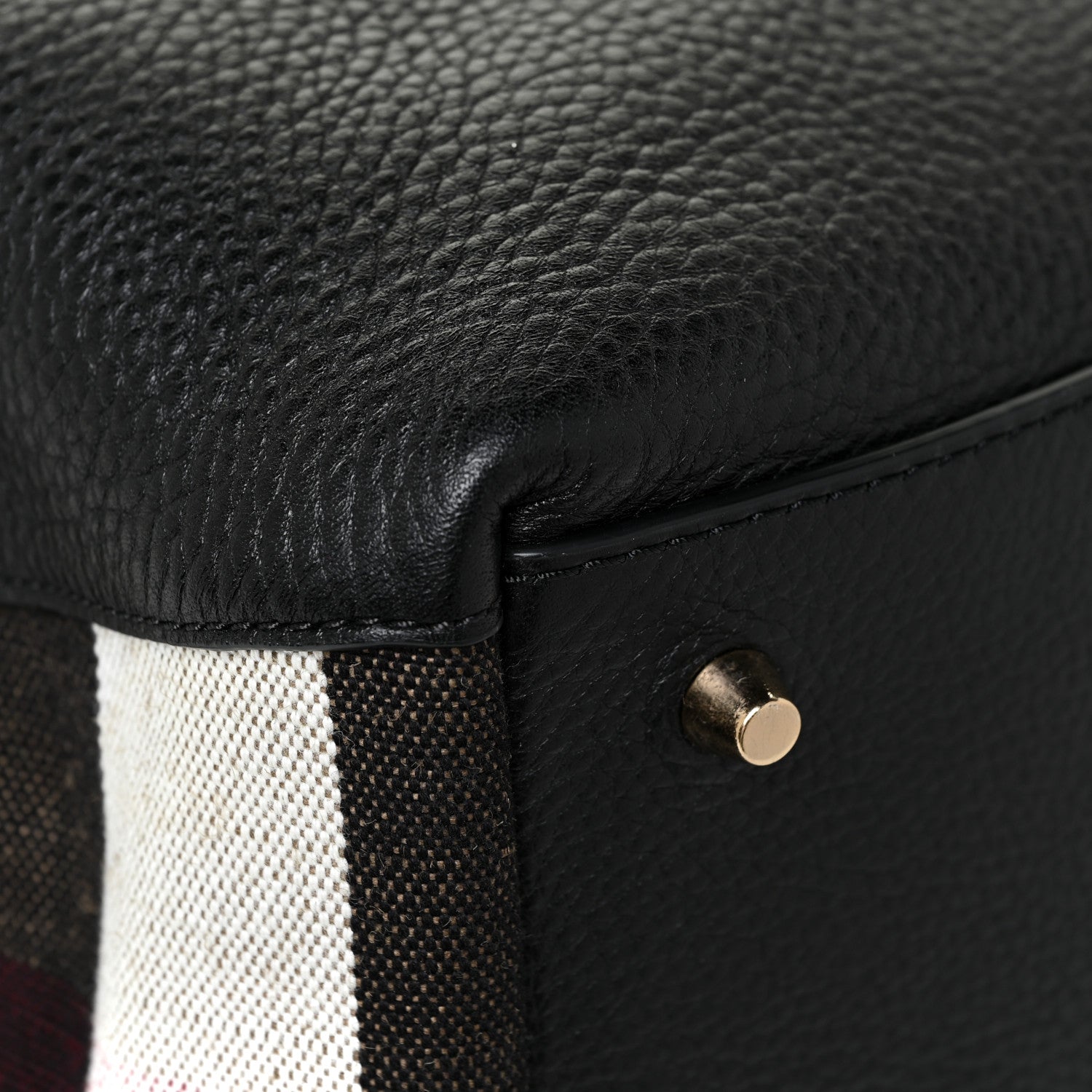 Burberry Grainy Calfskin House Check Medium Maidstone Black 13 of 13