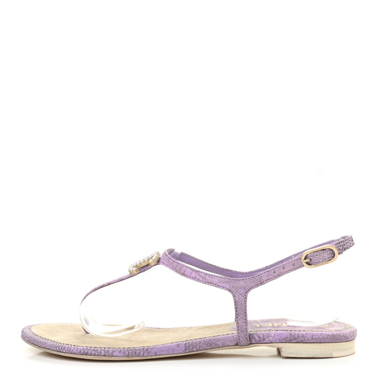Lizard Pearl CC Thong Sandals 38 Light Purple