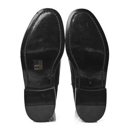 Saint Laurent Smooth Calfskin Studded Strap Rangers Boots 36 Black 6 of 20
