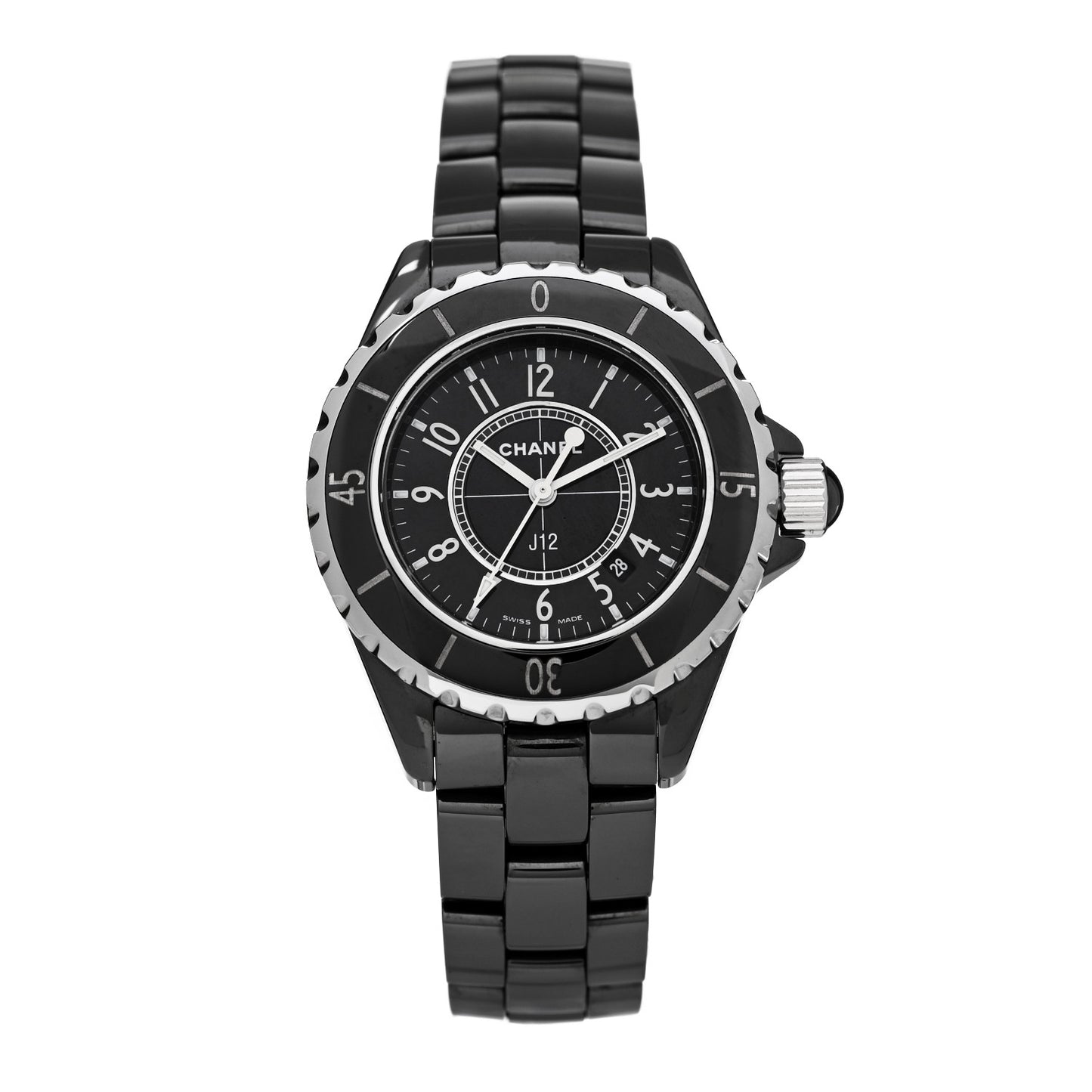 Stainless Steel Ceramic 33mm J12 Quartz Watch Black
