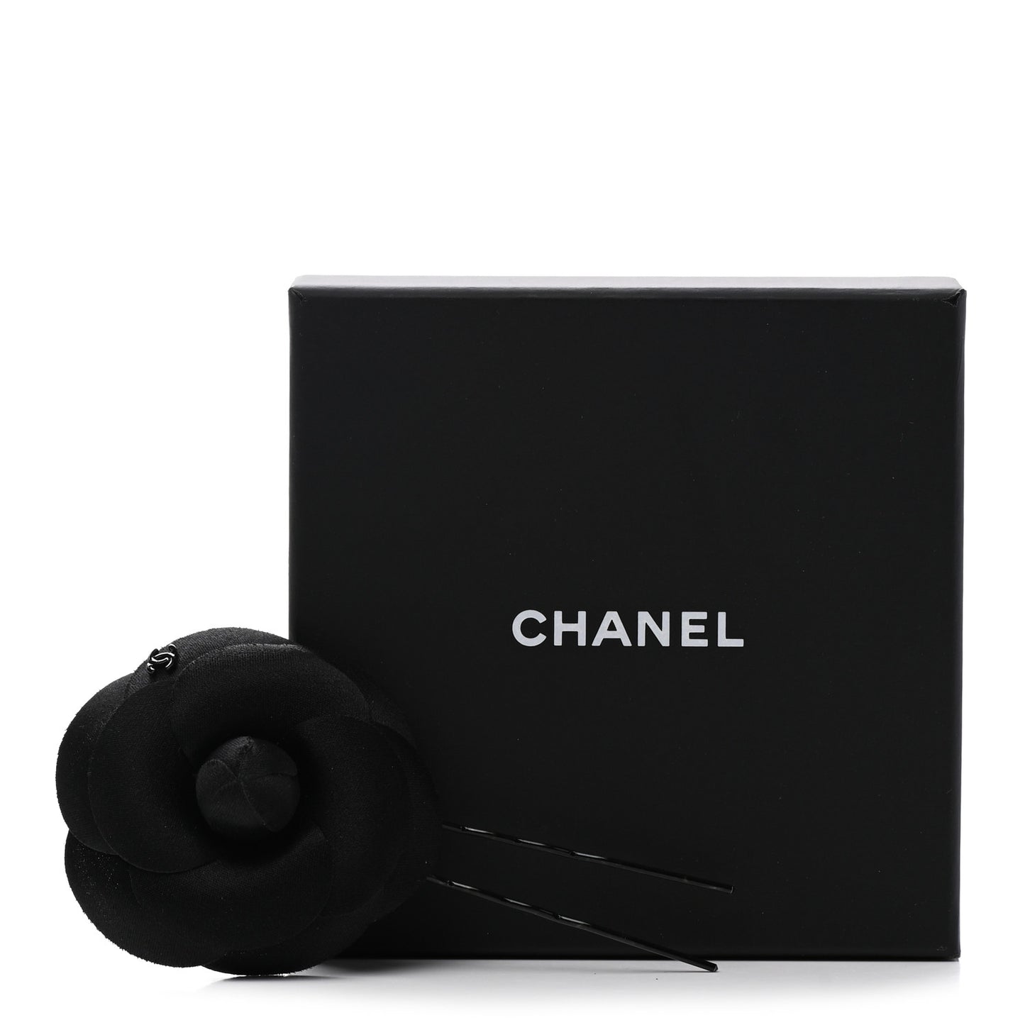 Satin Camellia Hair Clip Black