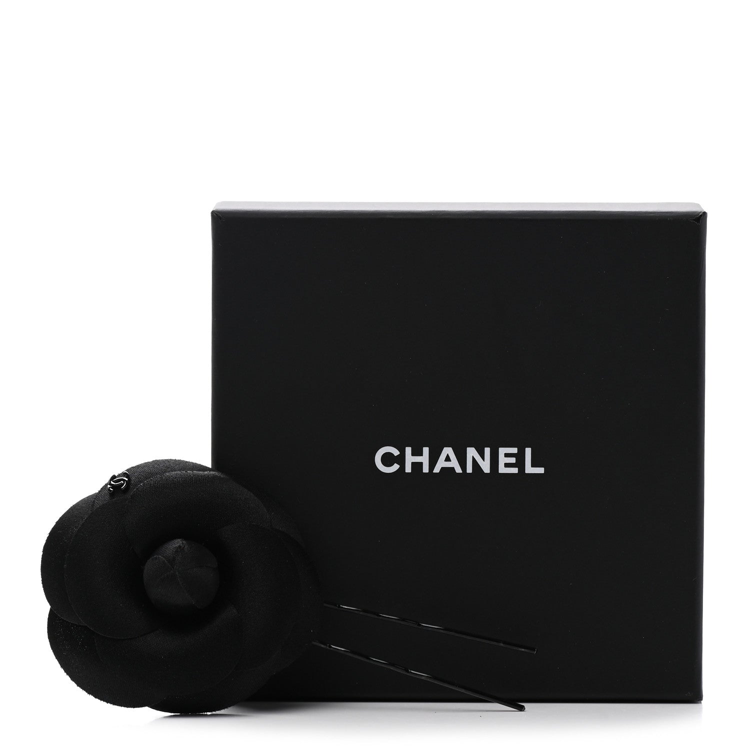Chanel Satin Camellia Hair Clip Black 4 of 4