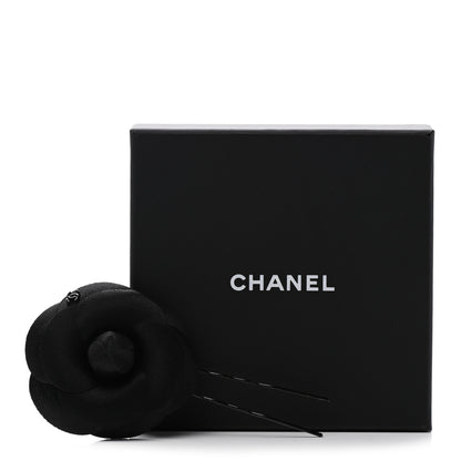 Chanel Satin Camellia Hair Clip Black 4 of 4