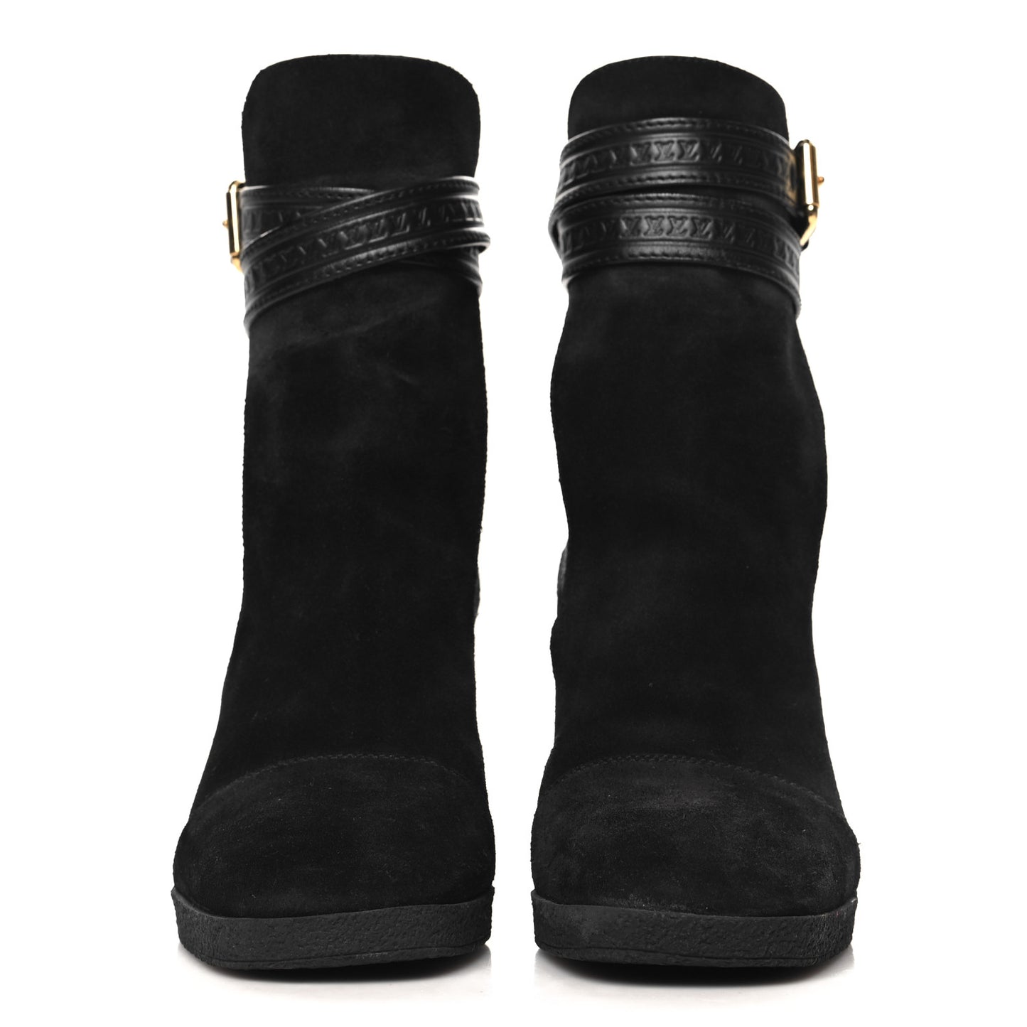 Suede Calfskin Crossroads Wedge Ankle Boots 36 Black