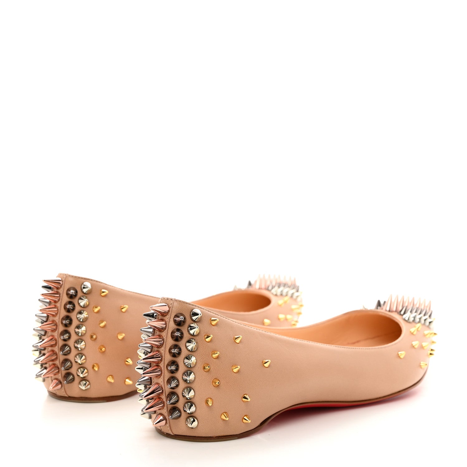 Christian Louboutin CHRISTIAN LOUBOUTIN Nappa Goldoflat Spikes Flats 37 Nude 4 of 8
