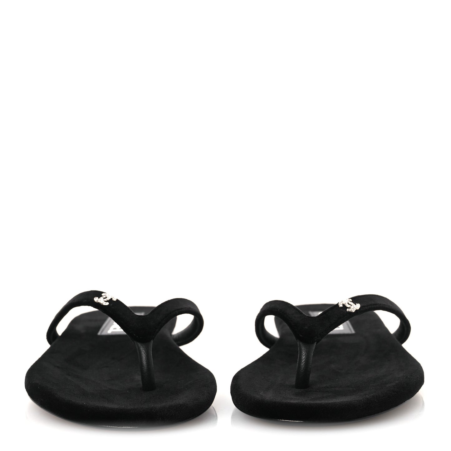 Velvet Crystal CC Thong Sandals 38 Black