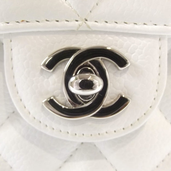 Caviar Quilted Mini Flap White
