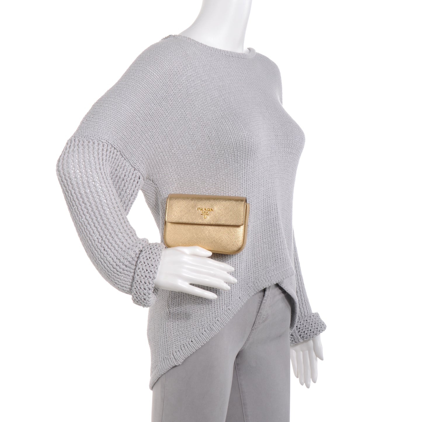Saffiano Box Clutch Platino