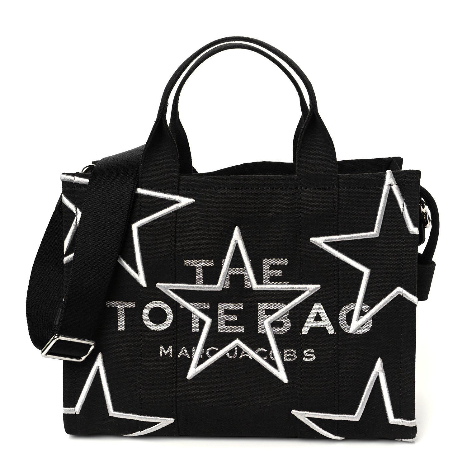 Marc Jacobs Canvas Embroidered Medium The Star Tote Bag Black 1 of 11