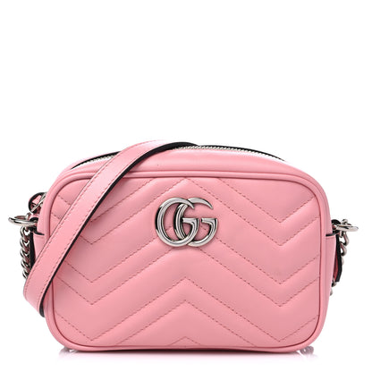 Gucci Calfskin Matelasse Mini GG Marmont Chain Shoulder Bag Wild Rose 1 of 11
