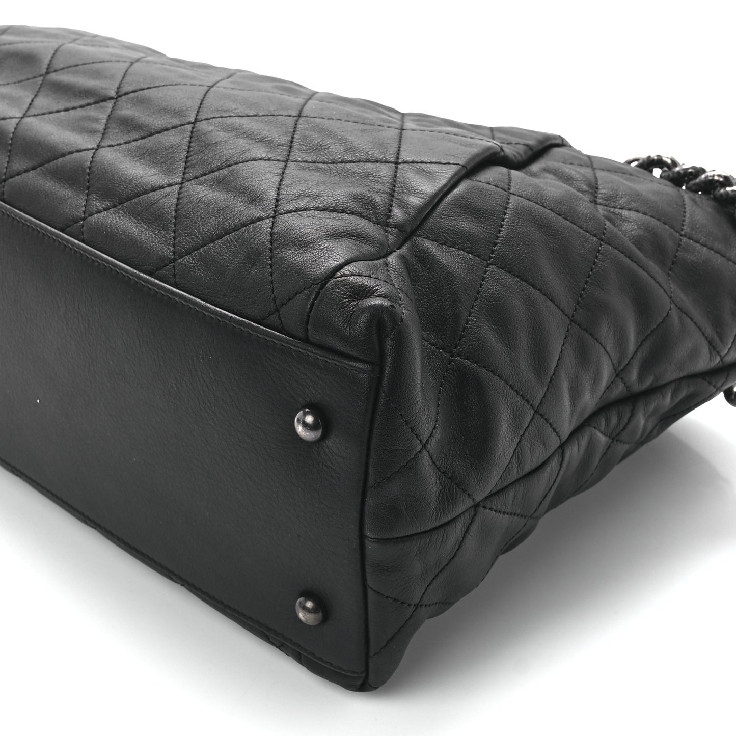 Calfskin Quilted Large Coco Pleats Tote Black