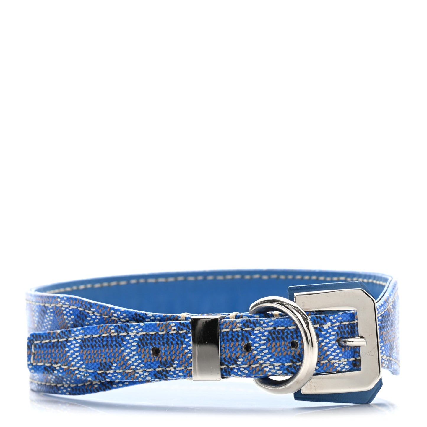 Goyardine Dog Collar Sky Blue