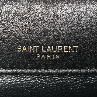 Saint Laurent Suede Smooth Calfskin Monogram Medium Solferino Soft Satchel Black 6 of 9