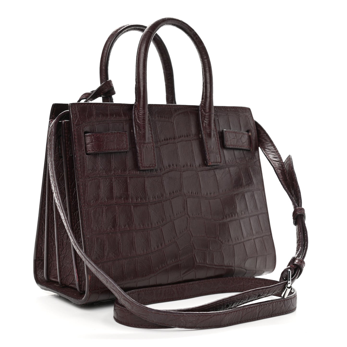 Calfskin Crocodile Embossed Nano Sac De Jour Bordeaux