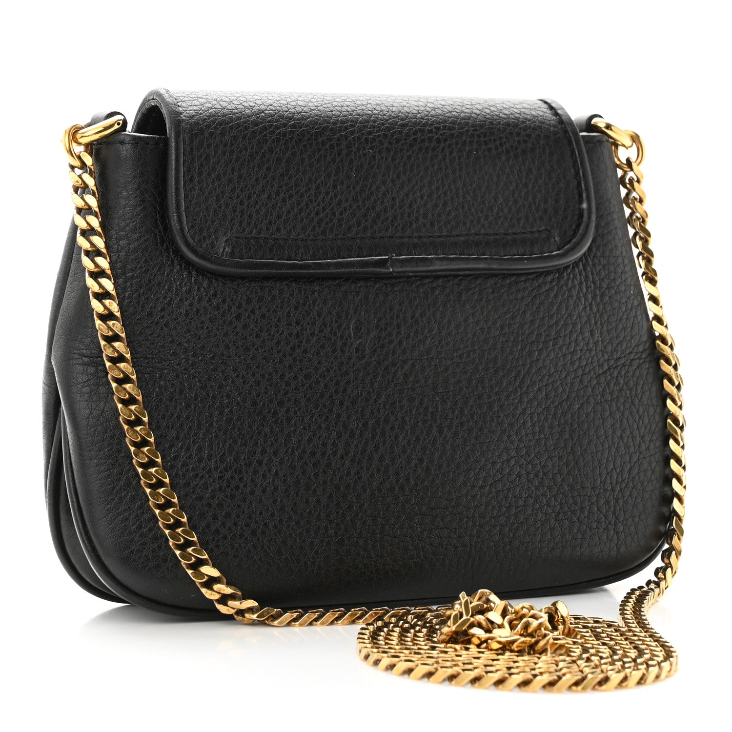 Gucci Pebbled Calfskin Small 1973 Chain Shoulder Bag Black 3 of 10