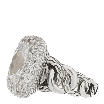 John Hardy Sterling Silver White Topaz Batu Classic Square Ring 55 7.25 3 of 6