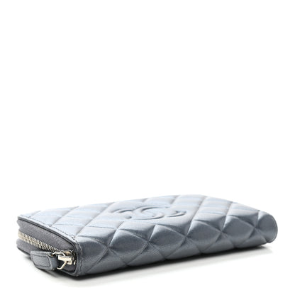 Chanel Lambskin Quilted Diamond CC Zip Around Wallet Blue 4 of 9