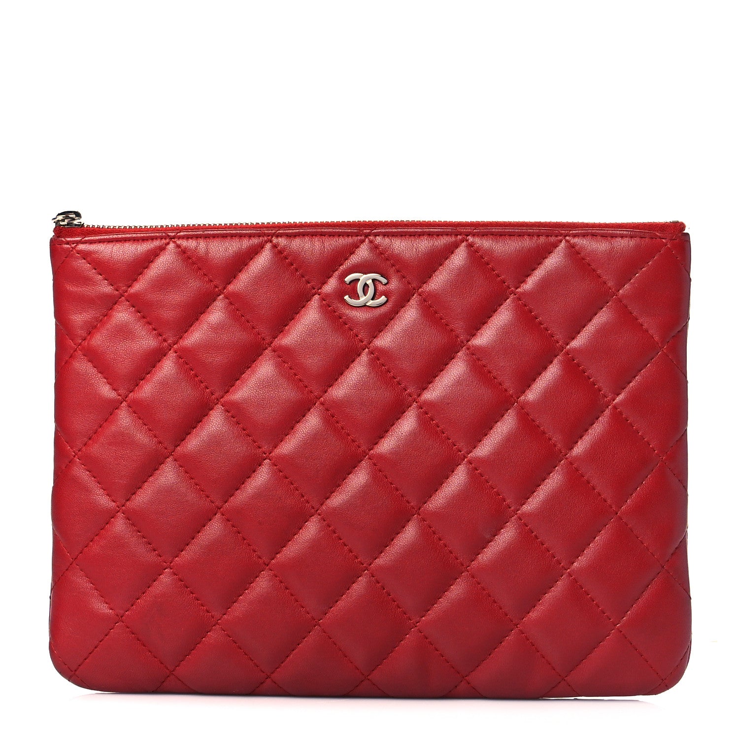 Chanel Lambskin Quilted Medium Cosmetic Case Red 1 of 11