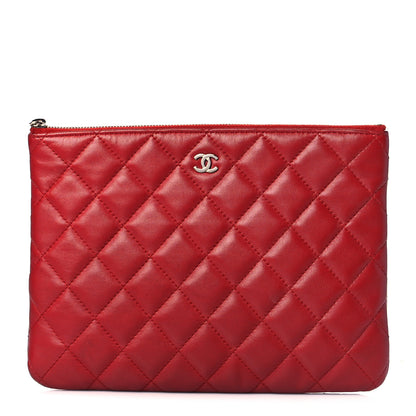 Chanel Lambskin Quilted Medium Cosmetic Case Red 1 of 11