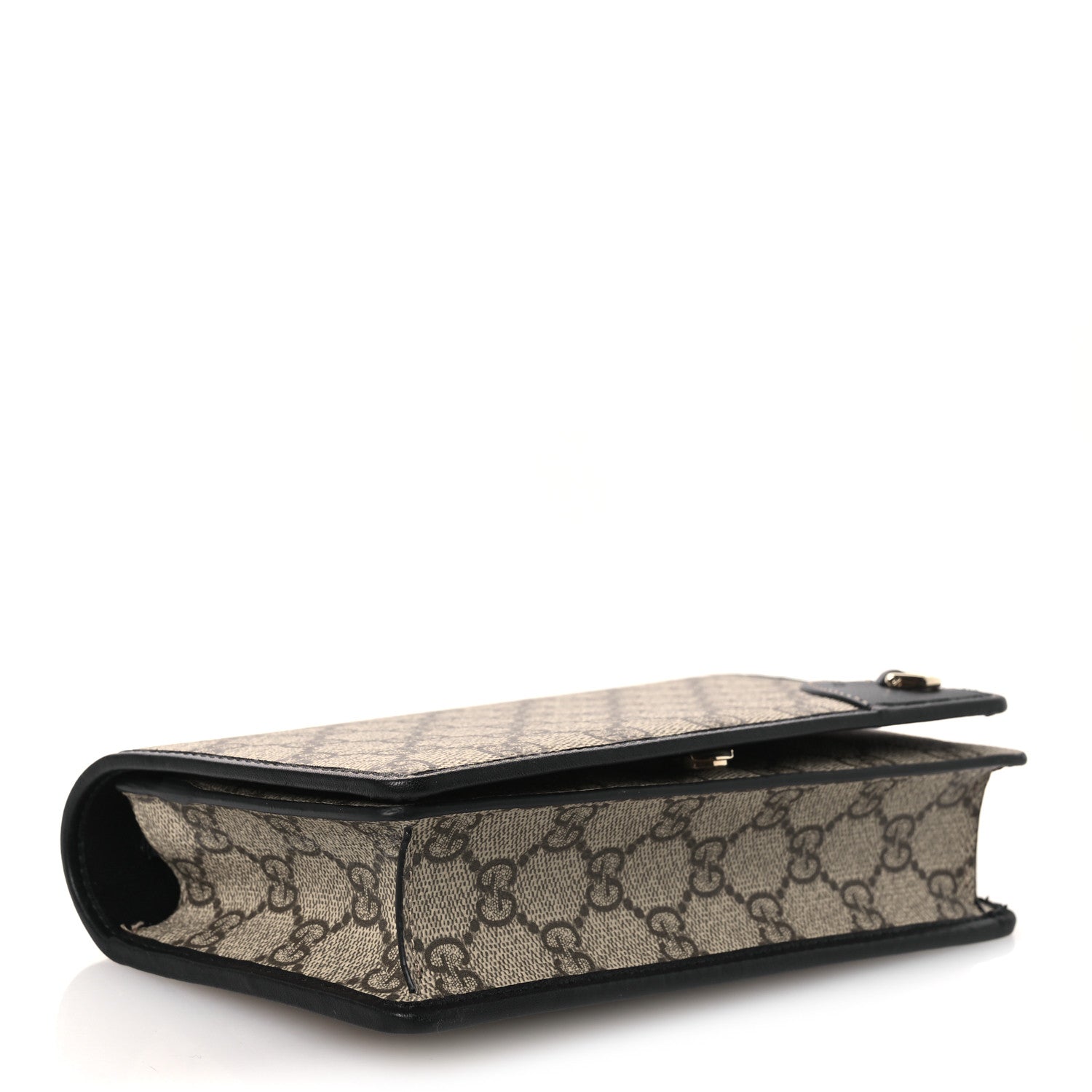 Gucci GG Emblem Monogram Wallet With Strap Beige Ebony Black 4 of 11