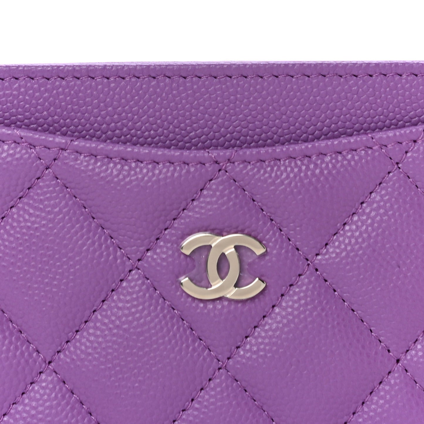 Caviar Quilted Card Holder Purple
