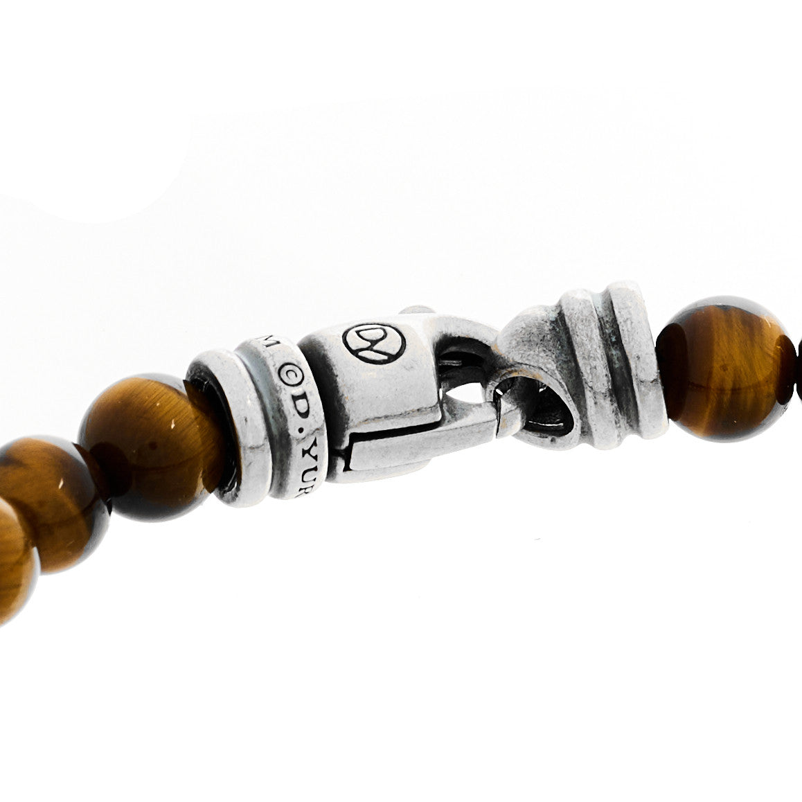 David Yurman Sterling Silver Red Tiger Eye 6mm Spiritual Beads Bracelet 3 of 3