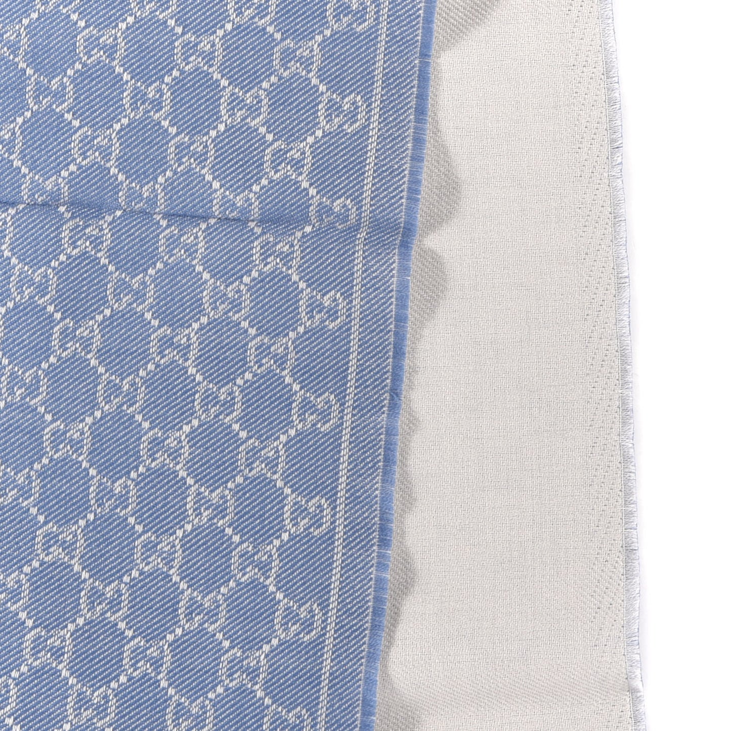 Wool GG Monogram Web New Arliss Fringe Scarf Blue