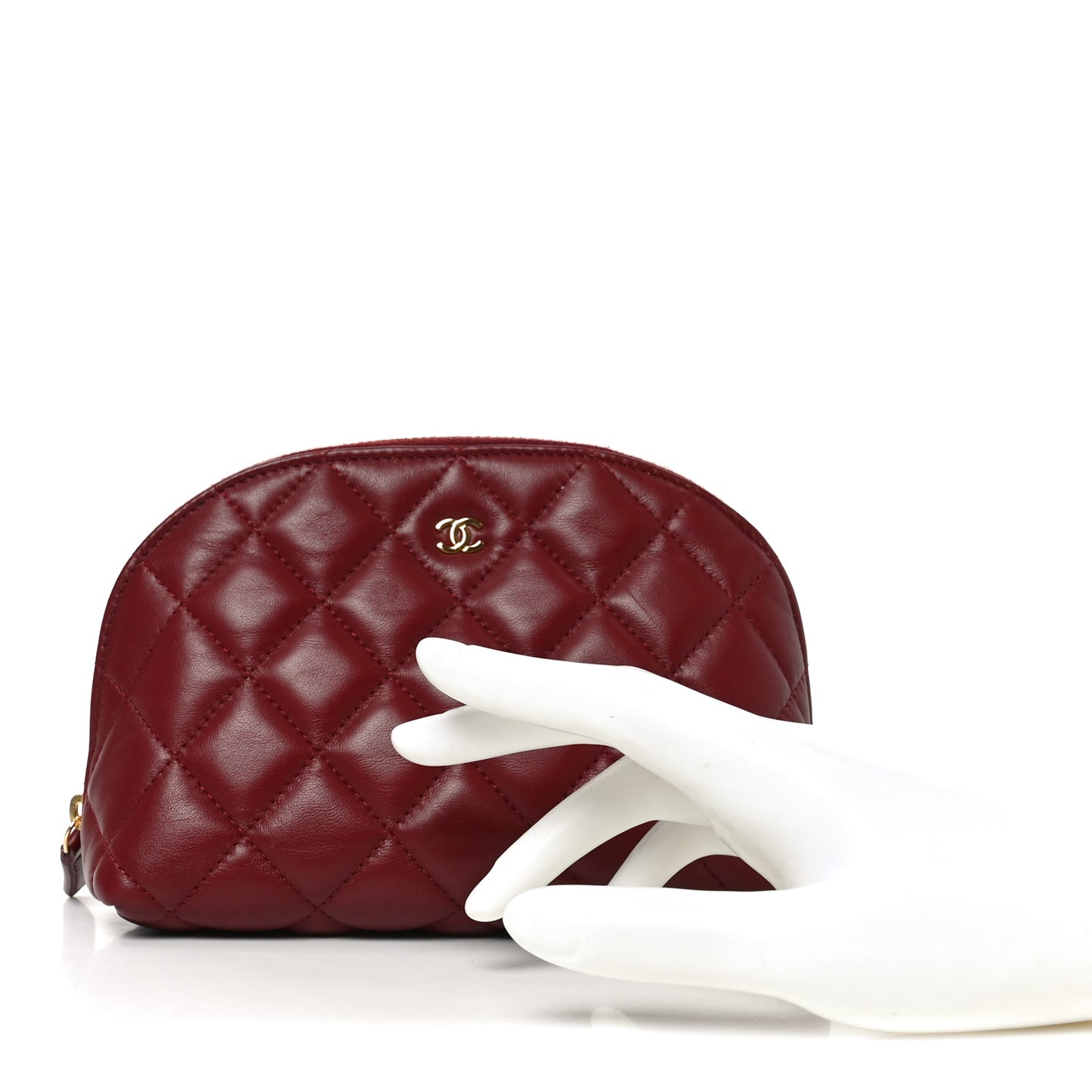 Lambskin Quilted Cosmetic Case Red