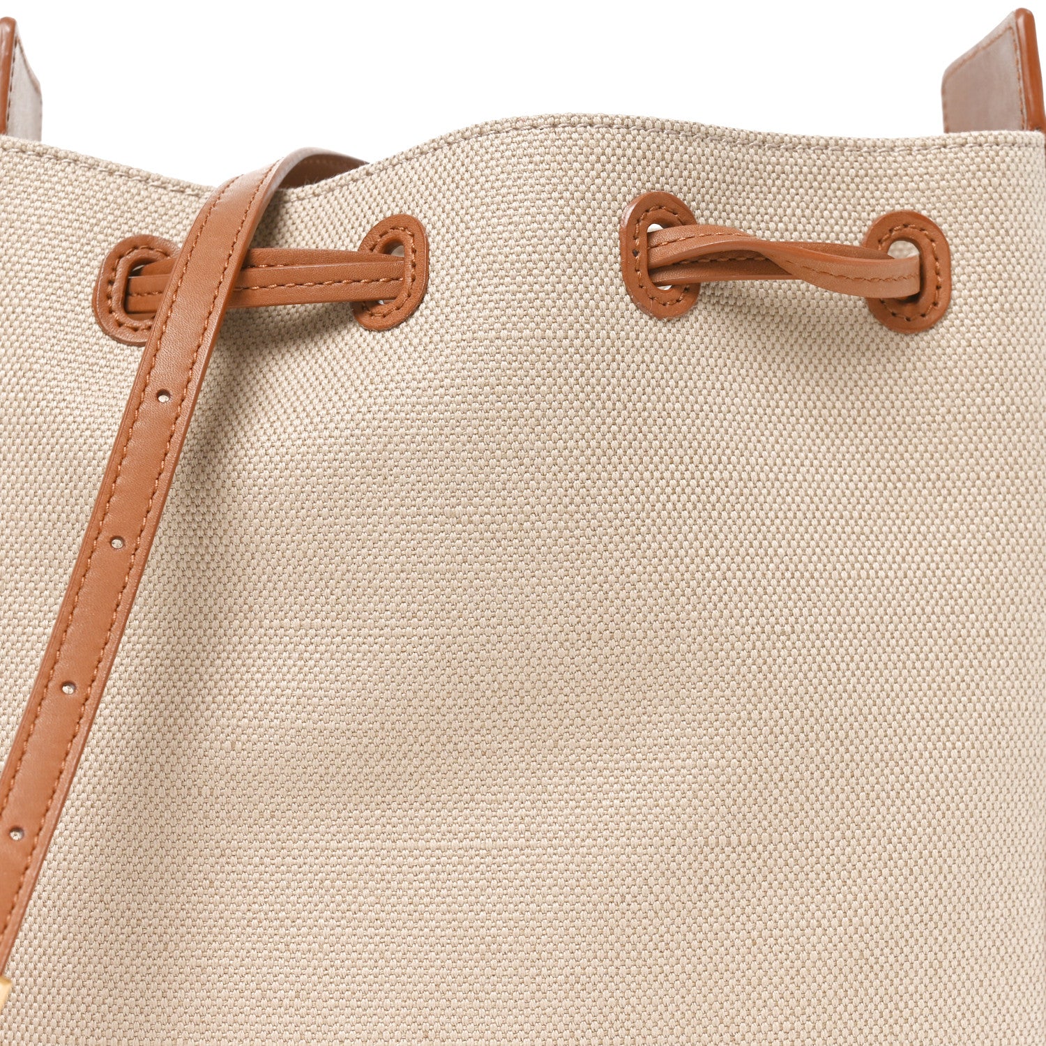 Saint Laurent Canvas Calfskin Small Bucket Bag Desert Dust Brick 8 of 10
