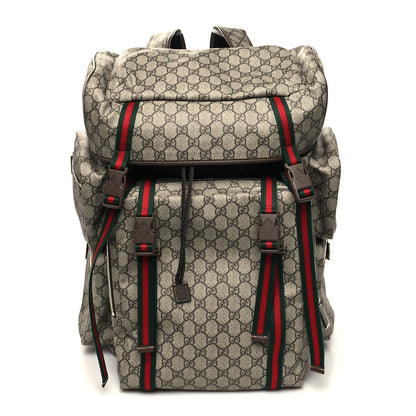 Gucci GG Supreme Monogram Web Backpack Beige Ebony 1 of 11