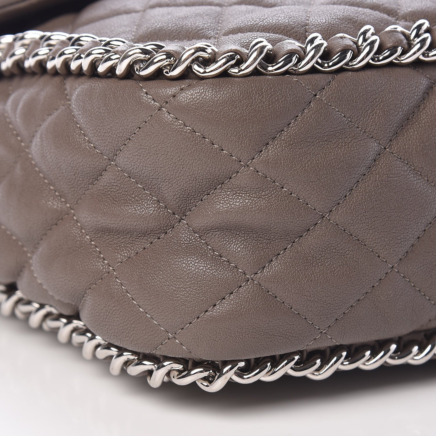 Chanel Washed Lambskin Quilted Chain Around Maxi Flap Taupe 9 of 11
